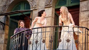 The mother of all romantic comedies: Kathryn Meisle, Ismenia Mendes, and Lily Rabe in "Much Ado About Nothing." (Photo by Joan Marcus)