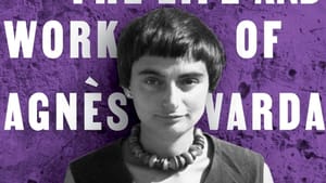 Book cover. Agnès Varda isolated against a textured purple background, the title and subtitle behind her in yellow and white