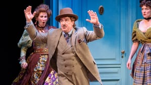 L to R: Deena Burke's Olympia, Lee E. Ernst's Victor, and Laura Frye's Eugenie bring on the high hijinks. (Photo courtesy of the University of Delaware.)
