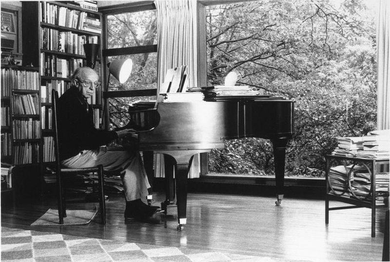 Aaron Copland in his studio.