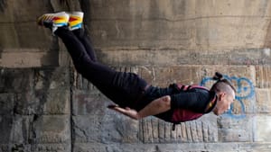 Mark Wong and Nicole Burgio of Almanac use and defy gravity. (Photo by Kate Raines)