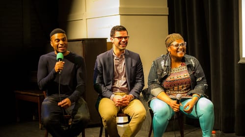 Funny and fascinating: (L to R) Setoiyo Ekpo, Adrian Rivera-Reyes, and Katonya Mosley. (Photo by Ralph Ferro.)