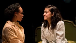 Sisters Margot (Caroline Strang) and Anne (Brittany Anikka Liu). In the diary, Margot is something of a mystery to Anne. (Photo by Tori Harvey.)