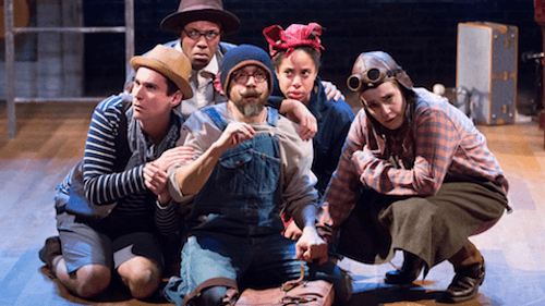 Clockwise, L to R: Sean Close as Flute, Brandon J. Pierce as Starvling, Doug Hara as Quince, Taysha Marie Canales as Snout, and Rachel Camp as Snug. (Photo by Mark Garvin)