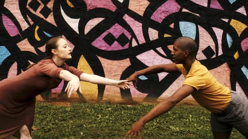 Synergy between art and dancers: Chloe Perkes and Shawn Cusseaux in Amy Hall Garner’s ‘New Heights.’ (Image courtesy of BalletX.)