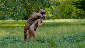 Carrying each other through illness and sorrow: Shawn Cusseaux and Skyler Lubin in Manuel Vignoulle’s ‘Heal.’ (Photo by Daniel Madoff.)