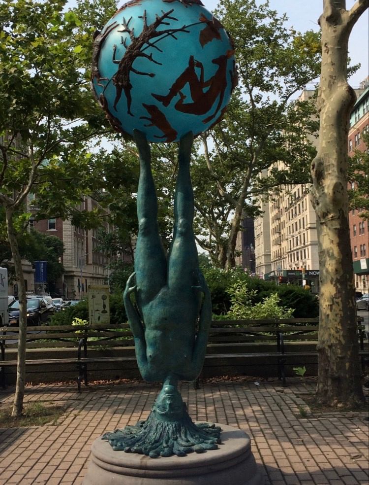 What do you do when it feels like you’re balancing an upside-down world? Kathy Ruttenberg’s ‘Topsy Turvy’ was part of an installation between New York's Barnard College and Columbia University titled 'Dreams Awake.' (Photo by Anndee Hochman.)