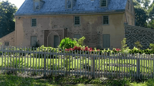 John Bartram House: Completed in 1731, Bartram designed the porch with stone columns, rare on Pennsylvania's colonial buildings.