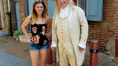 Look who I met! Ben Franklin lives in Elfreth's Alley. (Photo courtesy of Lane Blackmer.)