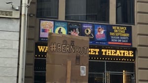 Protesters at the Walnut Street Theatre on June 18 called for Bernard Havard’s departure. (Photo by Alaina Johns.)