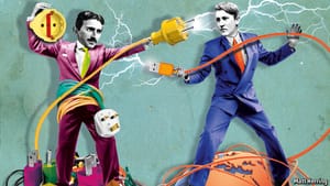 No, I never heard of Ajay Bhatt (left) either. (Art: Matt Herring, The Economist.)