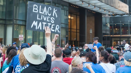 A Black Lives Matter protest in the wake of Philando Castile's death. (Photo via Creative Commons/Wikimedia.)