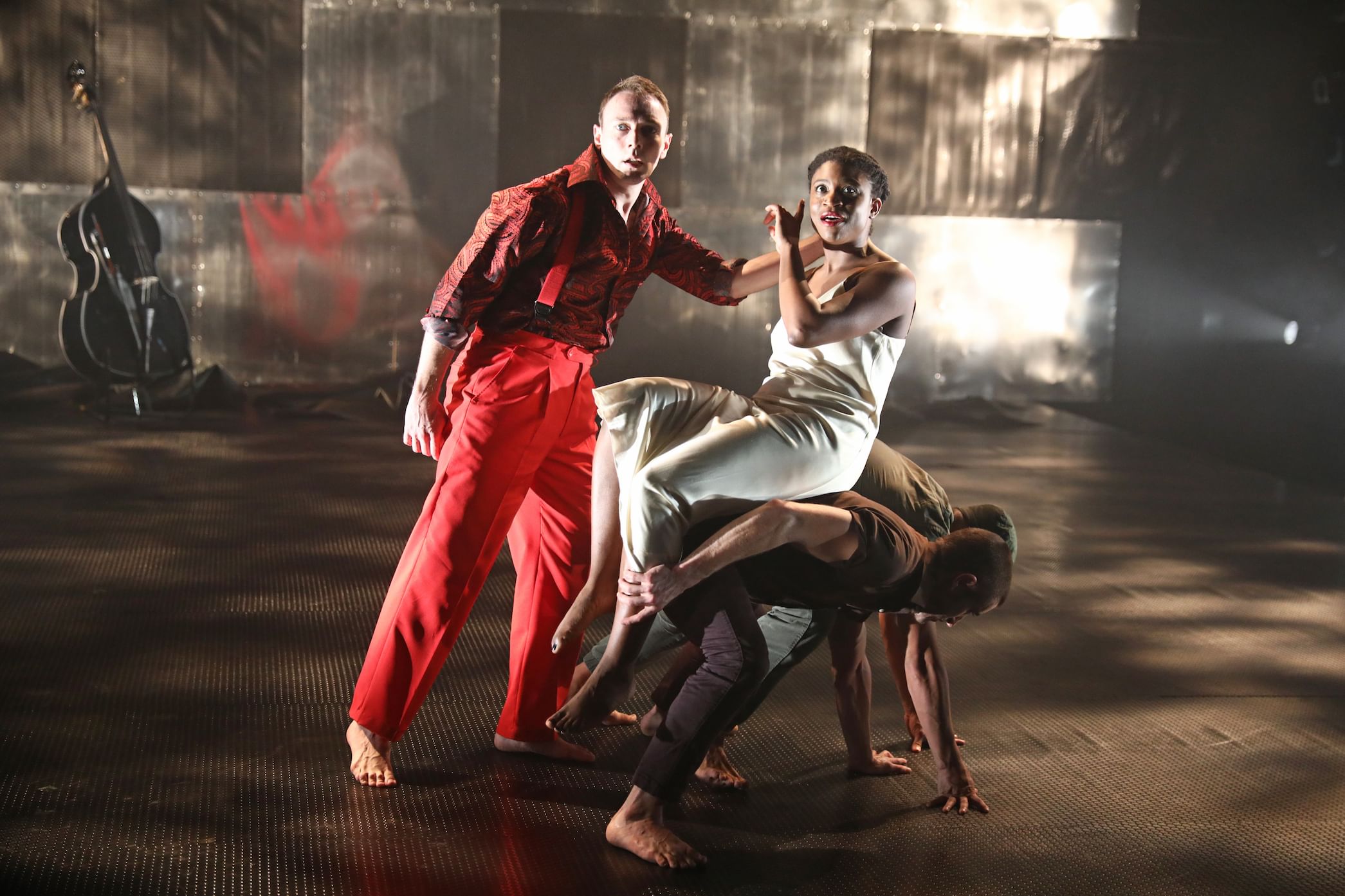L to R: Jered McLenigan, Brett Ashley Robinson, Justin Jain, and Matteo Scammell in the Wilma’s 'Blood Wedding.' (Photo by Bill Hebert.)