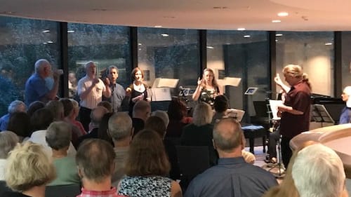 The group performed with the lush Brandywine in view. (Photo by Gail Obenreder.)
