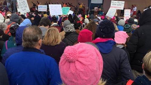 At Philadelphia's Women's March, Sarah, a young mom, knows that to stand up for women is to stand up for everyone. (Photo by Alaina Mabaso)