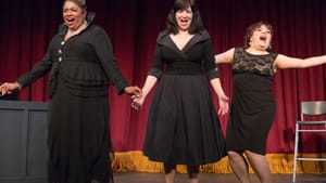 Singing the hell out of 20th-century comedy: Joilet Harris, Mary Elizabeth Scallen, and Jess Conda. (Photo by Mark Garvin.)