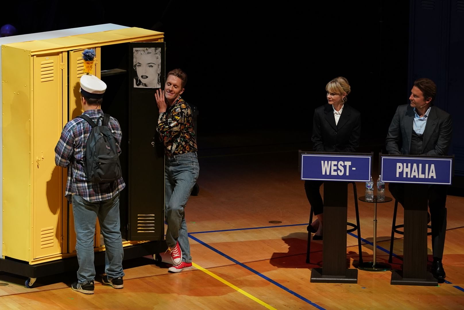 Humor and gravitas wanted: Bradley Cooper (at right) joins Carey Mulligan and singers Alec Shrader (Candide) and Timothy McDevitt (Maximilian). (Photo courtesy of the Philadelphia Orchestra.)