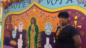 “I want the Spanish-speaking immigrants in Philly to feel acknowledged,” says ‘To the Polls’ muralist Candy Alexandra González. (Photo by Alaina Johns.)