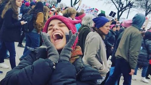 At Philadelphia's Women's March, Sarah, a young mom, knows that to stand up for women is to stand up for everyone. (Photo by Alaina Mabaso)