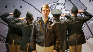 Chase Byrd's Yossarian learns that war is hell and so are other people. (Photo by Rebecca Gudelunas.)