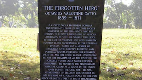 Forgotten no more: Catto's grave at Eden Cemetery in Collingdale, Pennsylvania. (Photo via Creative Commons/Wikimedia.)