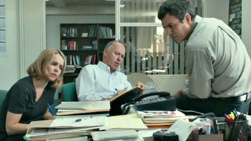 "How do you say no to God?" A scene from the film 'Spotlight.' (Photo via IMDB.)