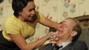 Samantha Spiro (Sarah) and Steve Furst (Hymie) in 'Soup with Barley': A political family.