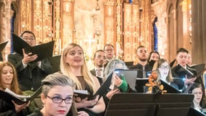 Members of Choral Arts Philadelphia and the Philadelphia Bach Collegium on New Year's Eve 2017. (Photo by Sharon Torello.)