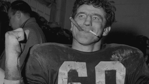 Eagles legend "Concrete Charlie" Bednarik didn't look to his wins for inspiration. (Photo via carnageandculture.com.)