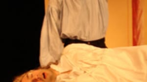 Hodge (top), Johnson as Romeo and Juliet: Impressive ineptitude.