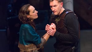 Mary Lee Bednarek as Virgilia and Robert Lyons as Coriolanus. (Photo by Mark Garvin)