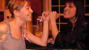 Schoonover (left), Distefano: A woman without a man.... (Photo: Russ Widdall.)