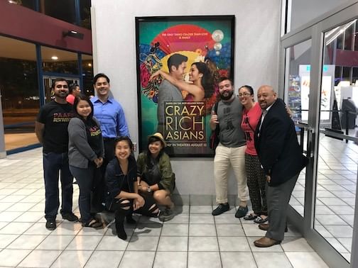 PAAFF organizers (including Buscher, in the grey T-shirt) gather before the film's #GoldOpen event. (Photo courtesy of Rob Buscher.)