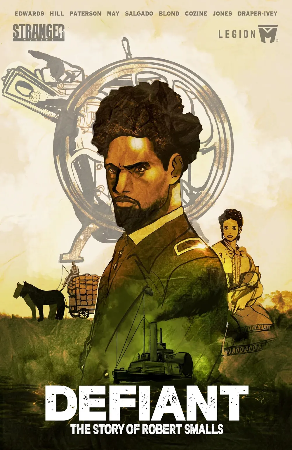 The book cover. Dramatic illustration of Smalls as a young man, bearded, wearing a fitted green jacket.