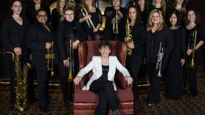 A champion for women in jazz everywhere: Sherrie Maricle and her DIVA Jazz Orchestra. (Photo courtesy of divajazz.com.)