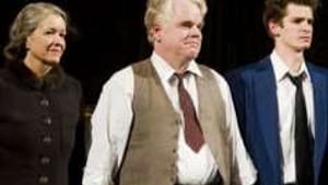 Edmond, Hoffman, Garfield: Recreating a play, or paying tribute to it? (Photo: Charles Sykes/AP.)