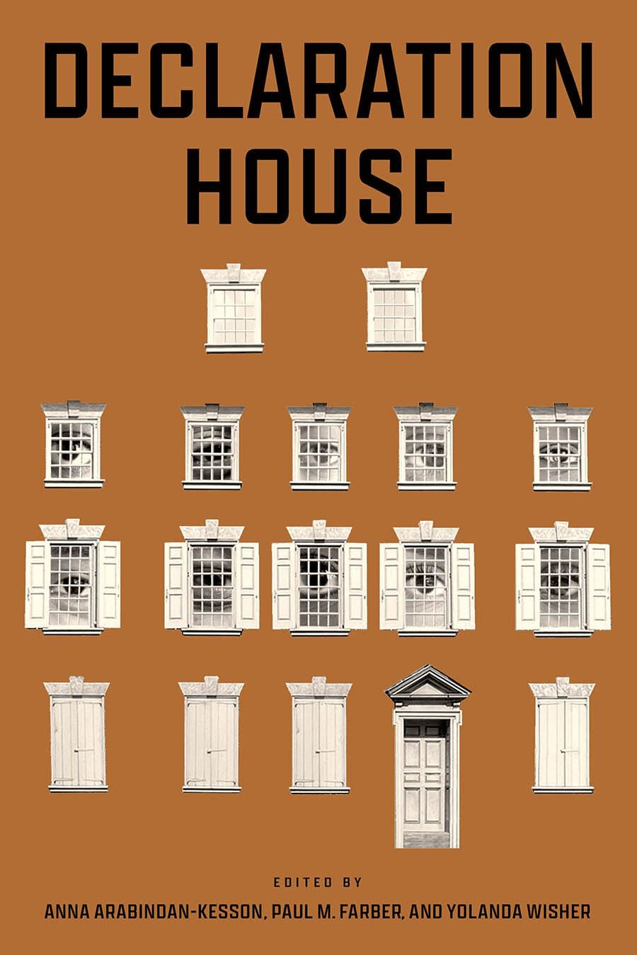 Book cover. Title in black text above, on a light brown field with 18th-century windows that have big human eyes in them
