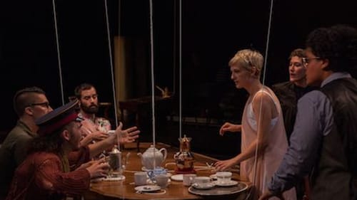 Guess who's coming to dinner? The cast of 'Destiny Estimate.' (Photo by Kathryn Raines/Plate 3 Photography.)