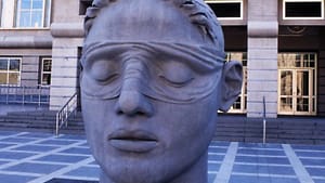 What she did for love. Diana Moore, "Justice." Martin Luther King Jr. Federal Courthouse, Newark, NJ. (cast concrete, 1994)