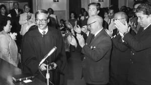 Nelson Díaz’s 1981 swearing-in, when he became the first Latinx judge in the Commonwealth of Pennsylvania. (Image courtesy of Temple University Press.)