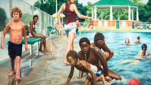 Close enough to get splashed: ‘Swimming Pool at Hunting Park’ (1975-1976). (Image courtesy of Woodmere Art Museum.)