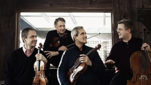 L to R: Eugene Drucker and Philip Setzer, violins; Lawrence Dutton, viola; Paul Watkins, cello. (Photo by Lisa Mazzucco.)