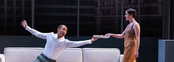 Can love cure depression? Makoto Hirano and Claire Inie-Richards in PTC’s ‘Empathitrax.’ (Photo by Mark Garvin.)