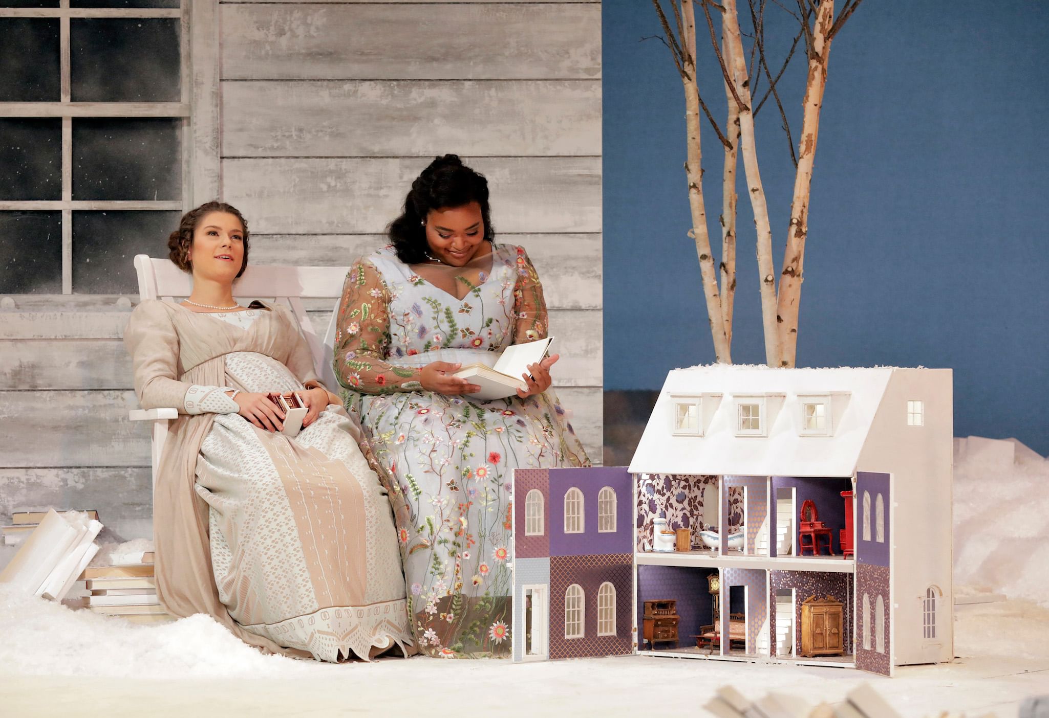 Sisters Olga (Anastasiia Sidorova) and Tatyana (Tiffany Townsend). (Photo by Cory Weaver.)