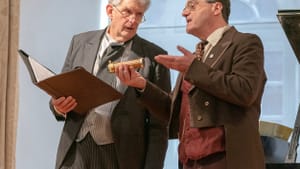 Is music abstract or expressive? Robert Edwin (left) as Gerhard Denhoff and Joe Barron as Eduard Hanslick. (Photo by Don Wilson.)