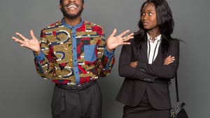 Light but trenchant: Tariq Kanu and Satchel Williams in ‘Fabulation.’ (Photo by Mark Garvin.)