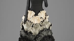 Roberto Capucci's 'Fumo Evening Dress' makes the wearer appear to be rising from a cloud of smoke. (Photo courtesy of the Philadelphia Museum of Art.)