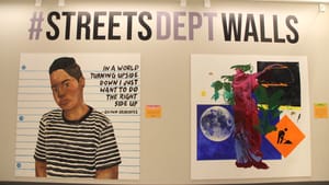 More than a mall: Streets Dept’s Conrad curated art by Symone Salib (left) and Meg Wolensky. (Photo by Marta Rusek.)