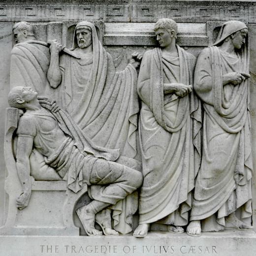 John Gregory's Georgia marble bas-relief of a scene from 'Julius Caesar' on the Folger Library's Washington, DC, exterior.