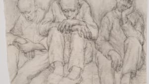 Włodzimierz Siwierski’s ‘A Day Off,’ drawn inside Auschwitz in 1941. (Image courtesy of Auschwitz-Birkenau State Museum.)